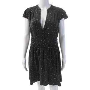 FiveSeventyFive Womens Short Sleeve V Neck Star Shift Dress Black Size Medium